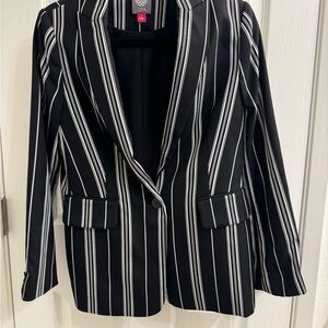 Vince Camuto Black and White Striped Blazer
